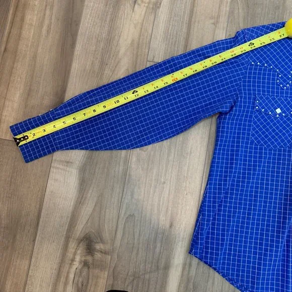 Cruel Girl Long Sleeve Blue White Check Western Shirt M - Picture 9 of 12